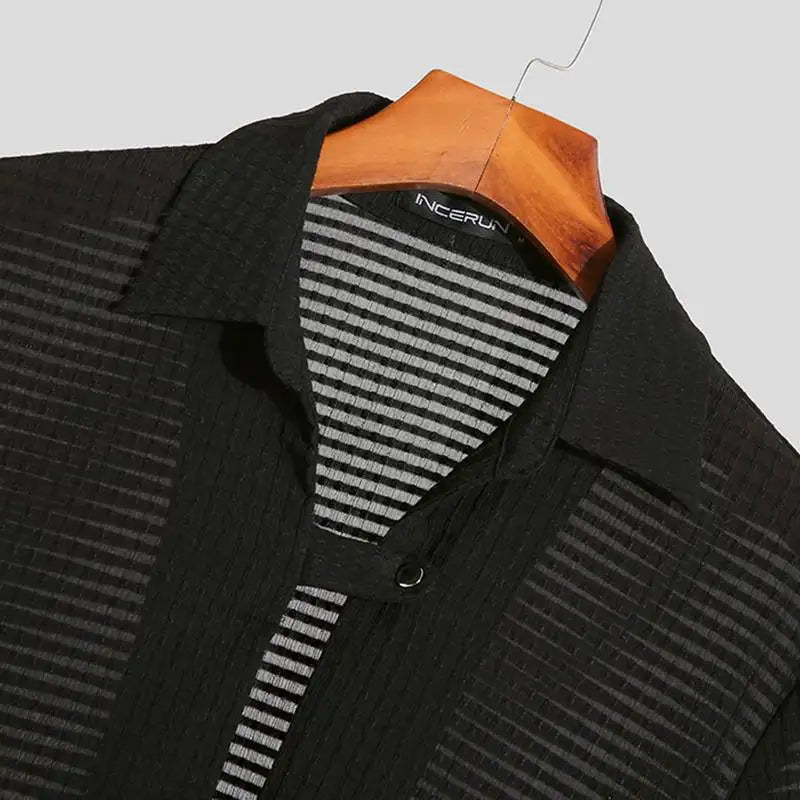 Striped Lapel Long Sleeve shirt