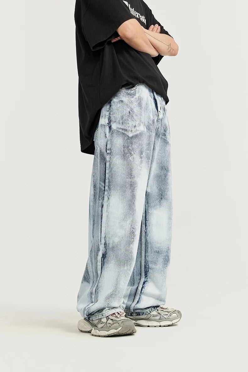 Gradient Dyed Washed Wide Leg Jeans