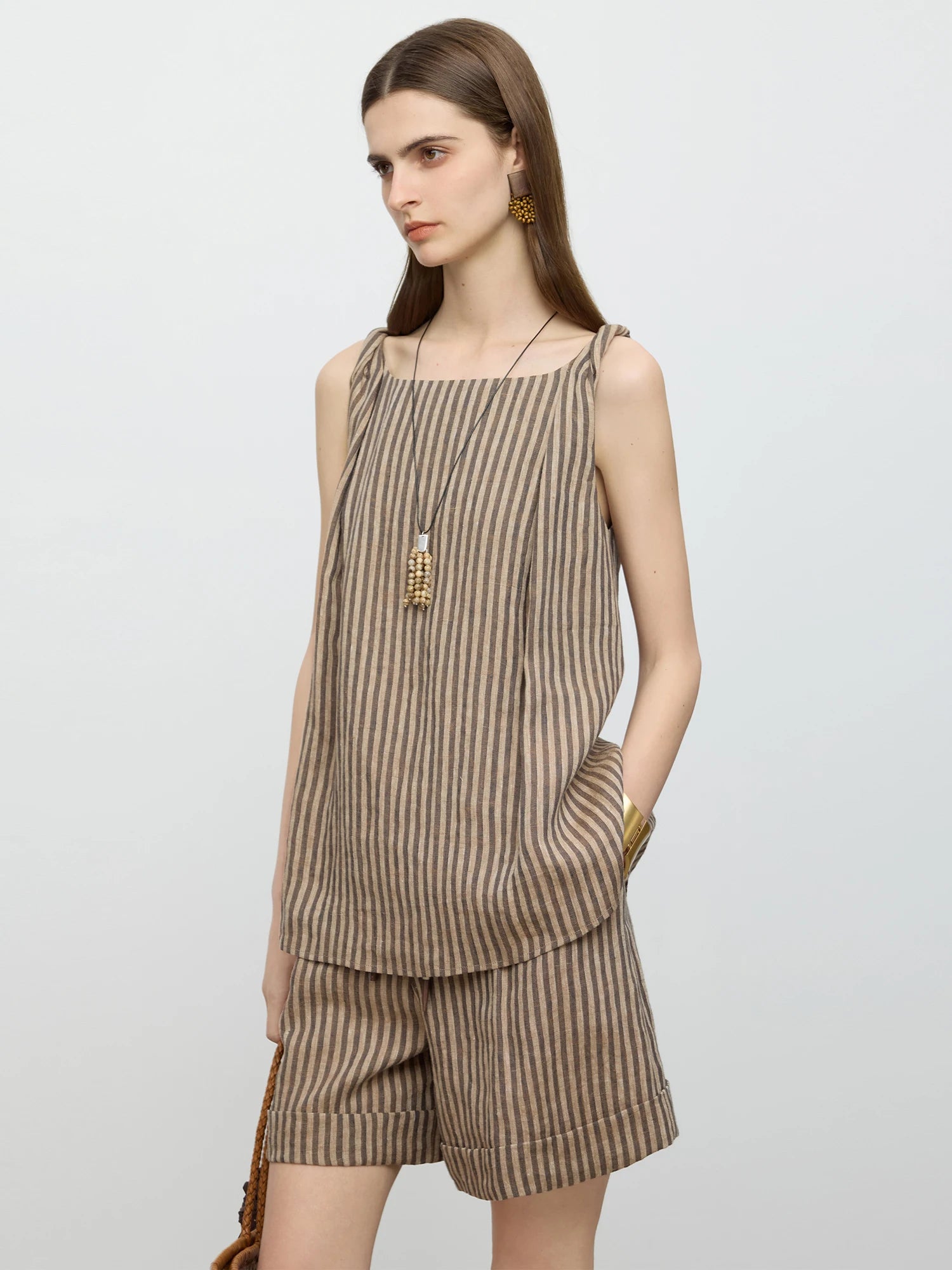 Summer Linen Striped Top and Shorts