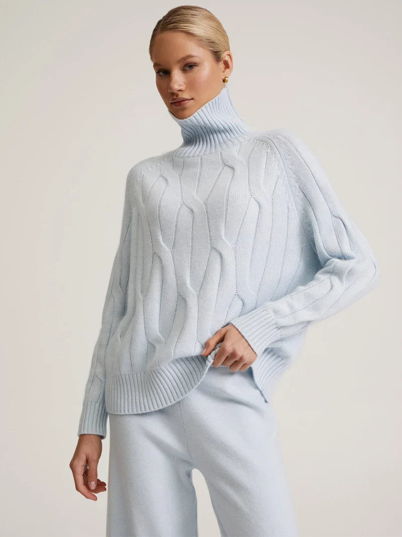 Textured Turtleneck Sweater and Pants Set
