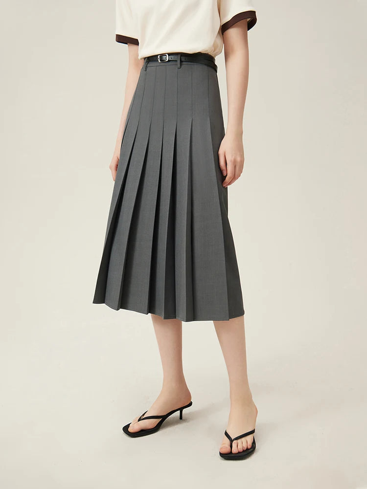 Elegant Mid Length Striped Skirt