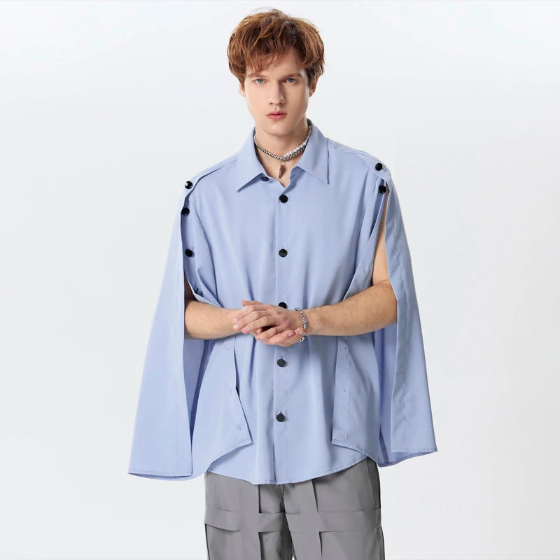 Lapel Split Long Sleeve Button loose shirt