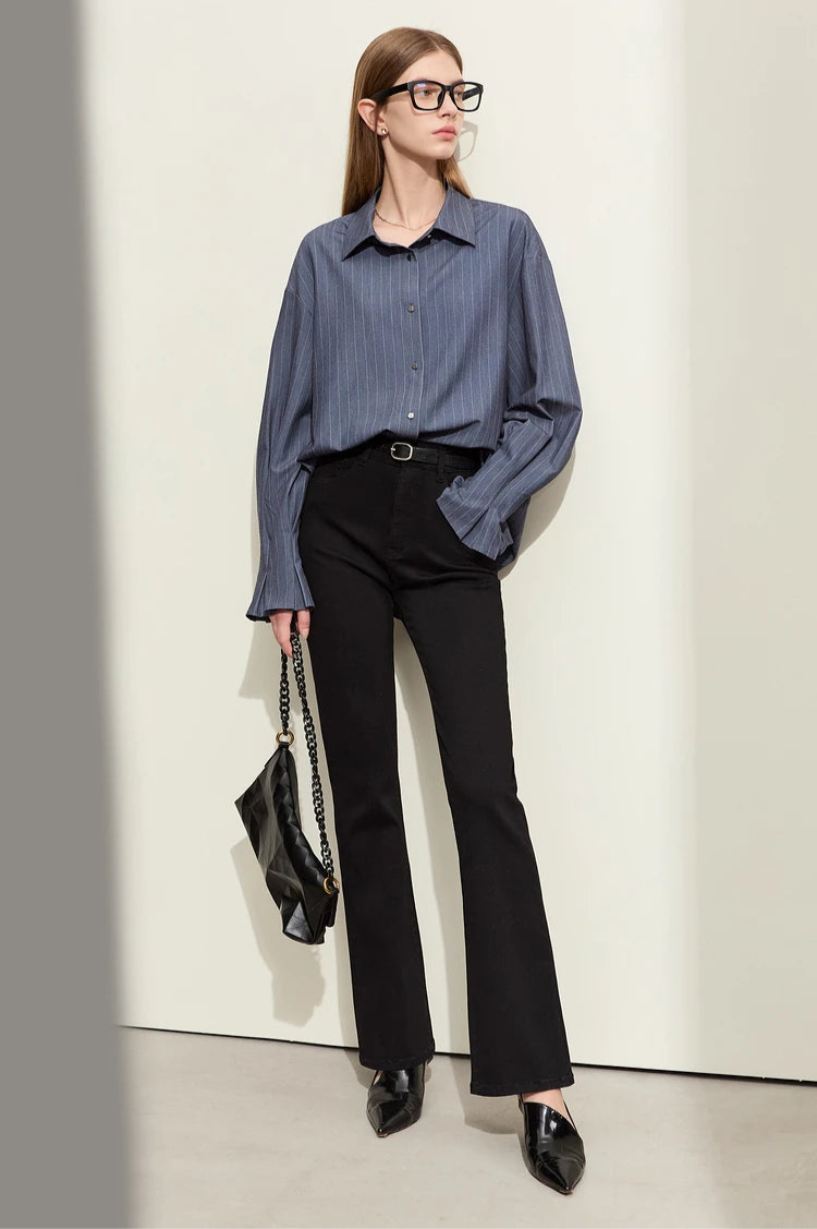 Loose Long Sleeve Striped Shirt