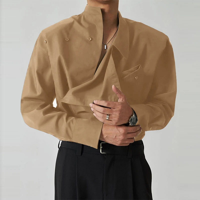 Stand Collar Loose Long Sleeve Shirt