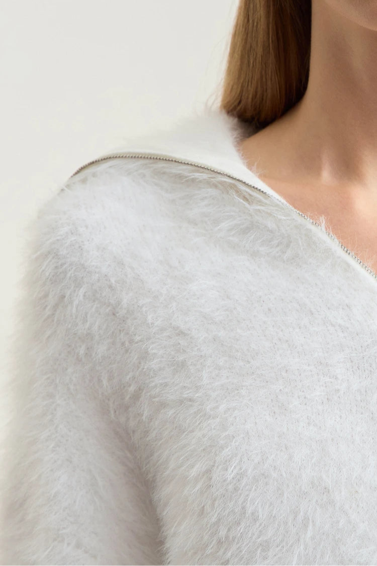 Turtleneck Zipper Mink Sweater