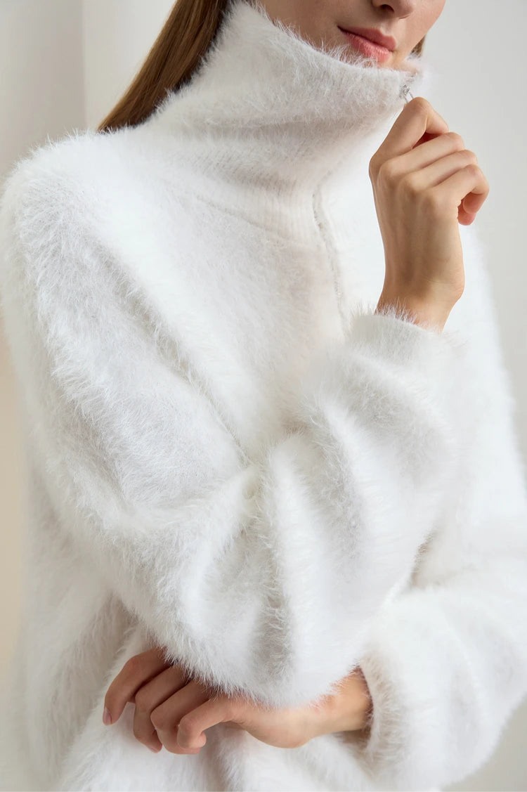 Turtleneck Zipper Mink Sweater