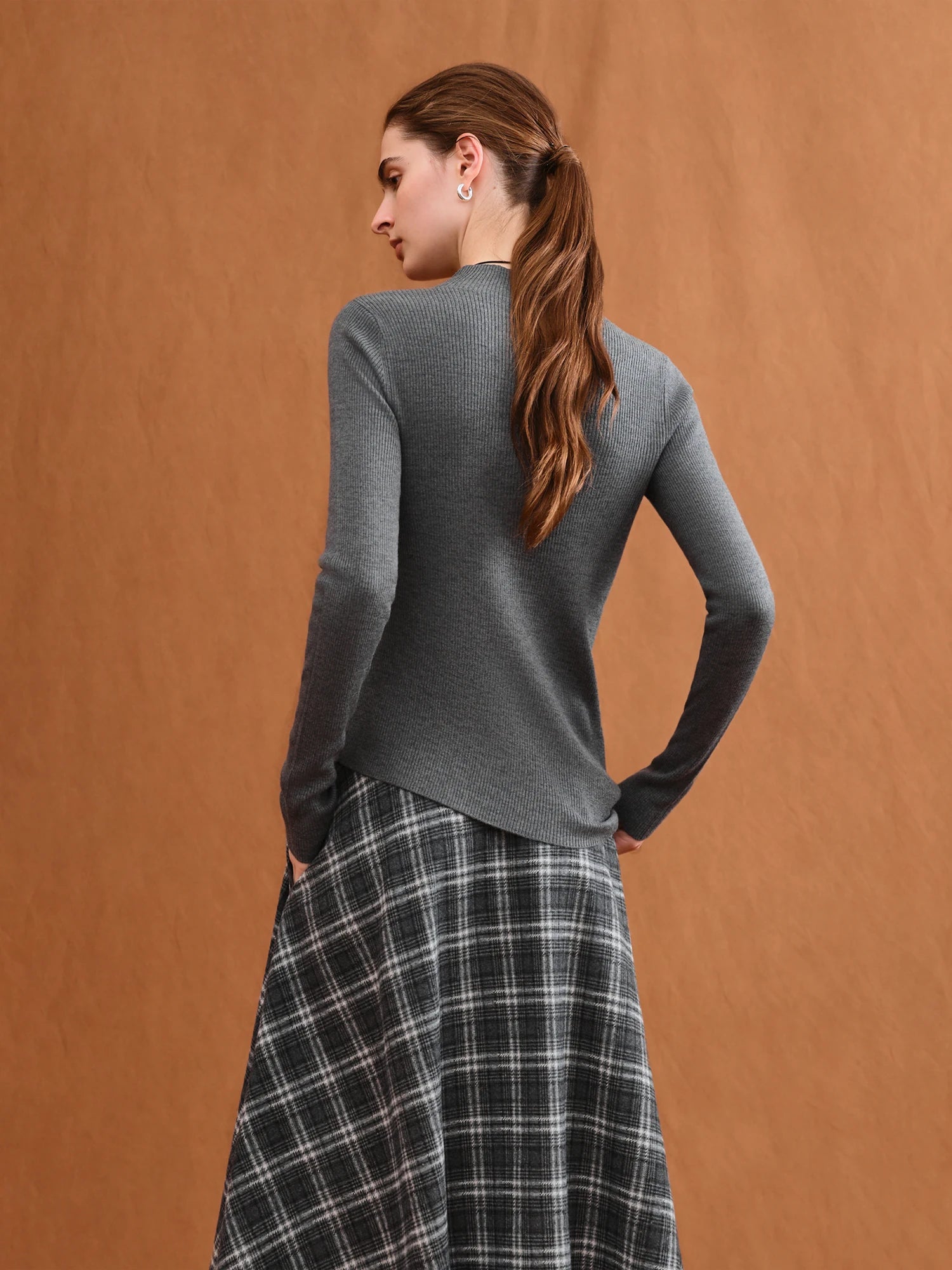 Asymmetric Knit Wool Sweater