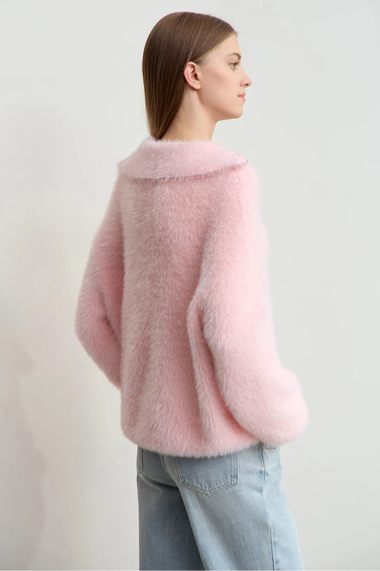 Turtleneck Zipper Mink Sweater
