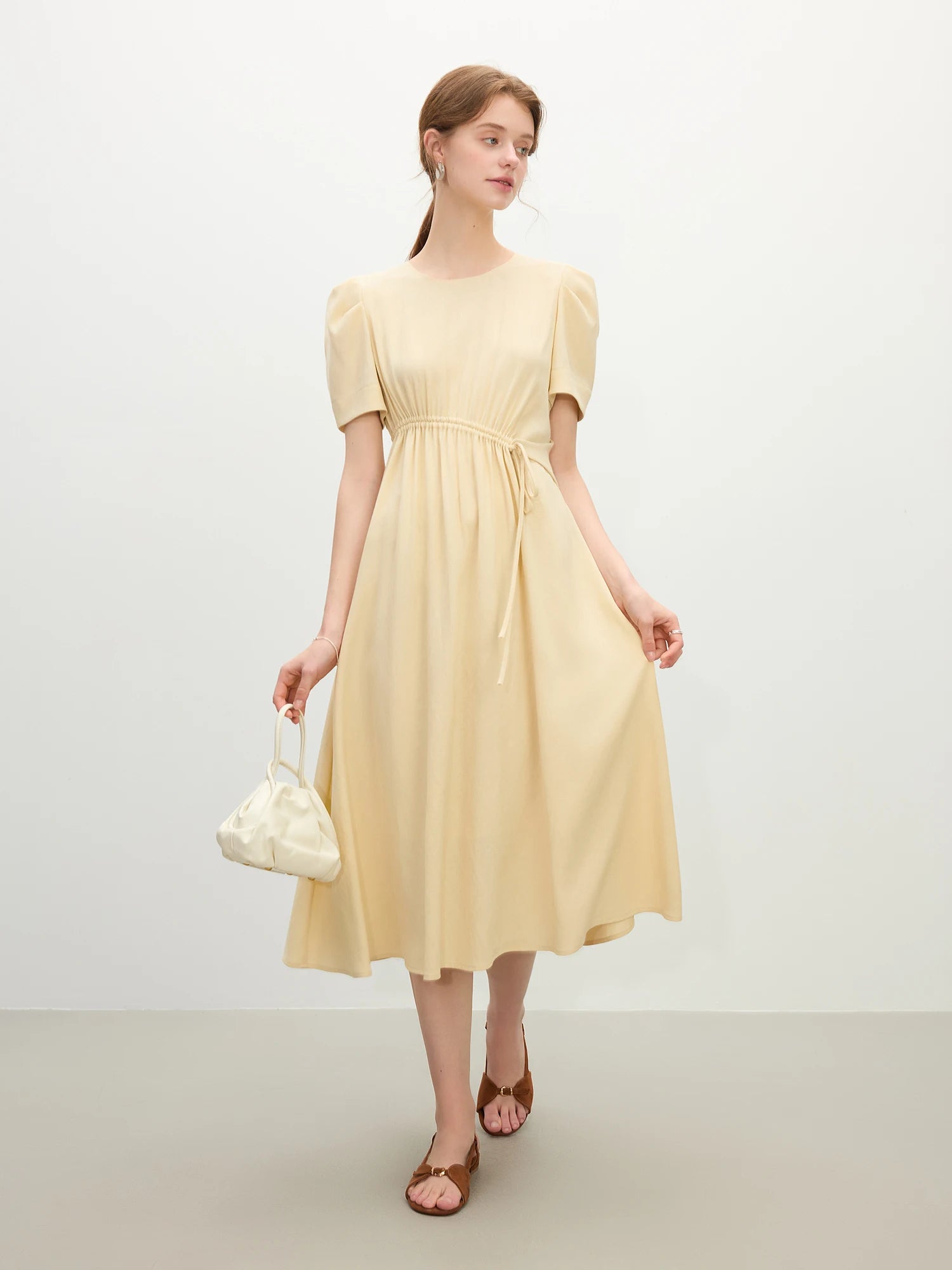 Chic Design Beige Midi Dress