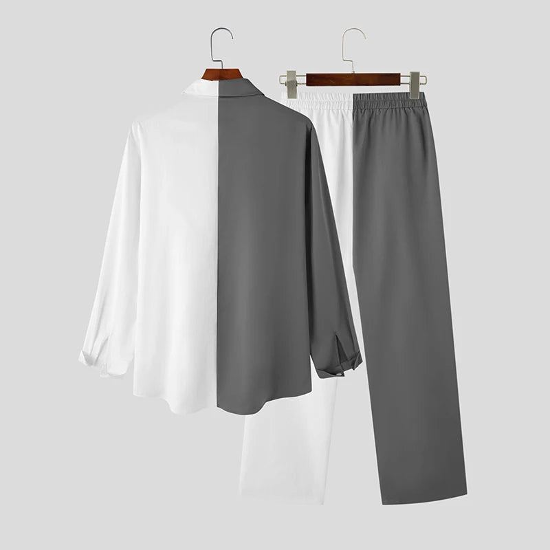 Lapel Long Sleeve Button Shirt & Pants