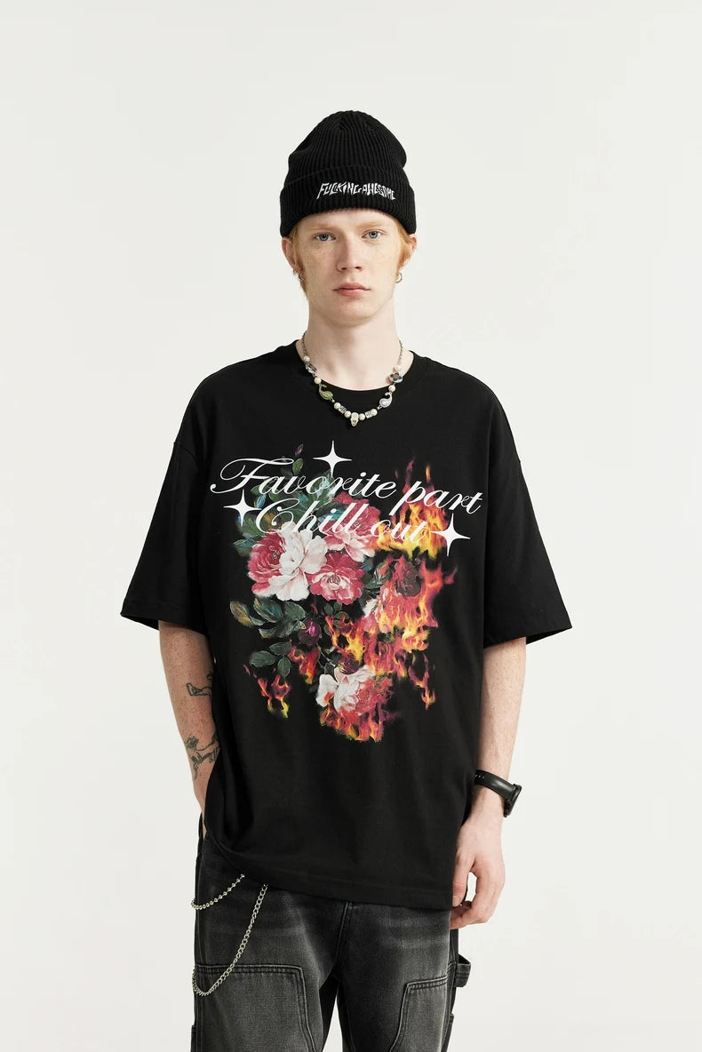 Flame Floral Printed T-shirt