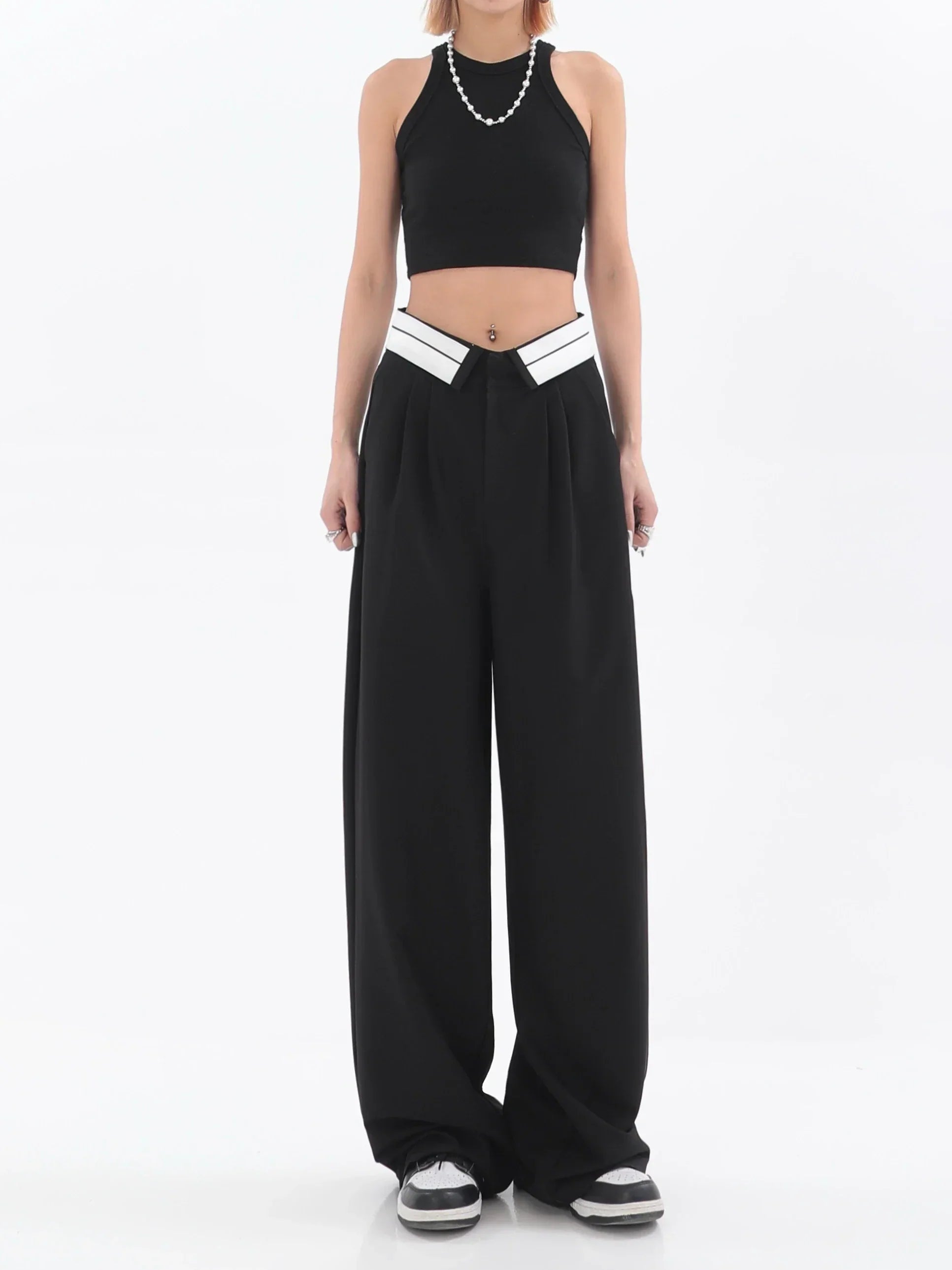 Wide trousers with a high waist