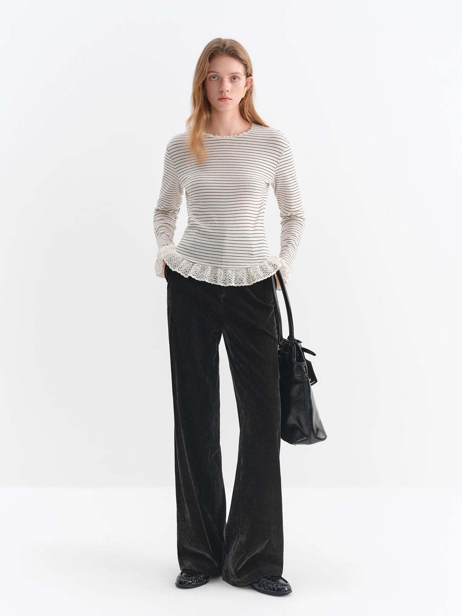 Chenille Fabric Black Pants