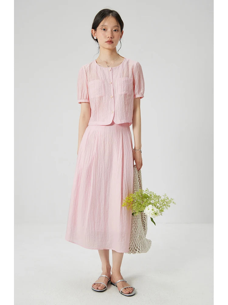 Casual Soft Loose Top and Skirt Set