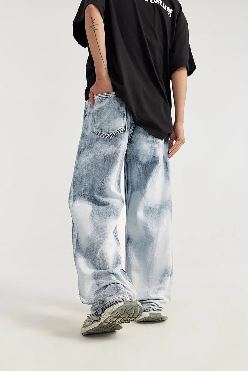 Gradient Dyed Washed Wide Leg Jeans