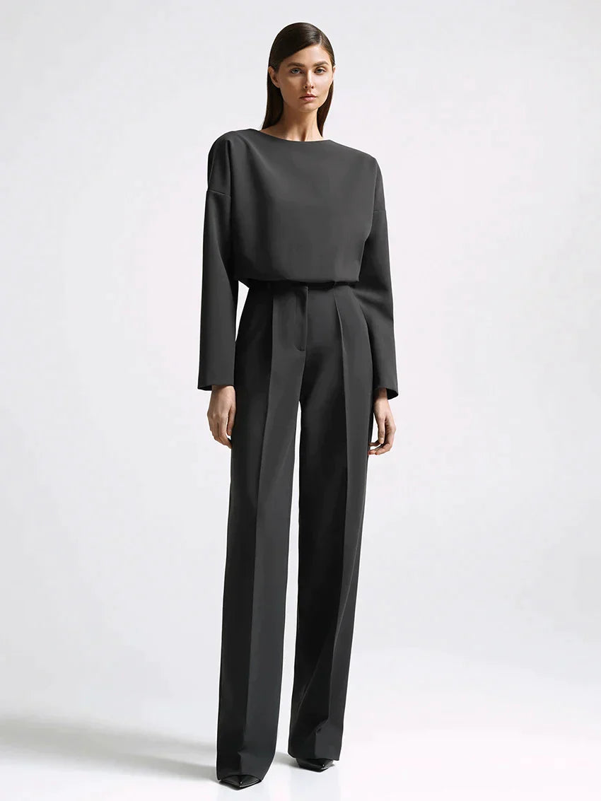 Classic long sleeve top and wide leg pants