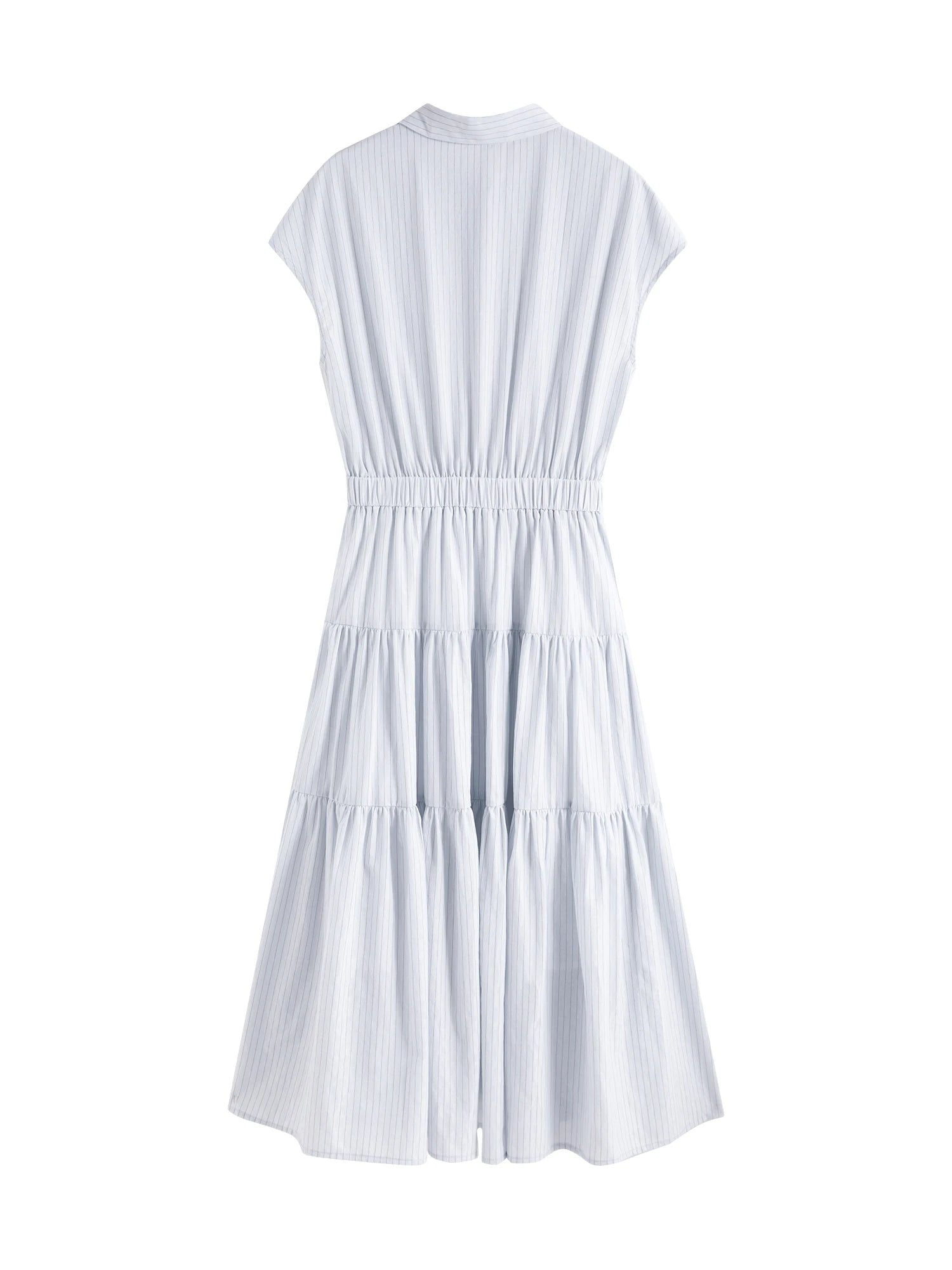 Sleeveless Blue White Stripe Midi Dress