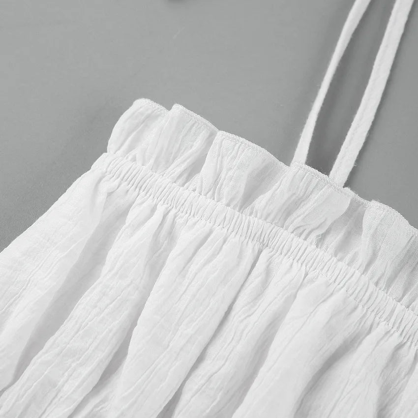 Summer Lace Up White Dress