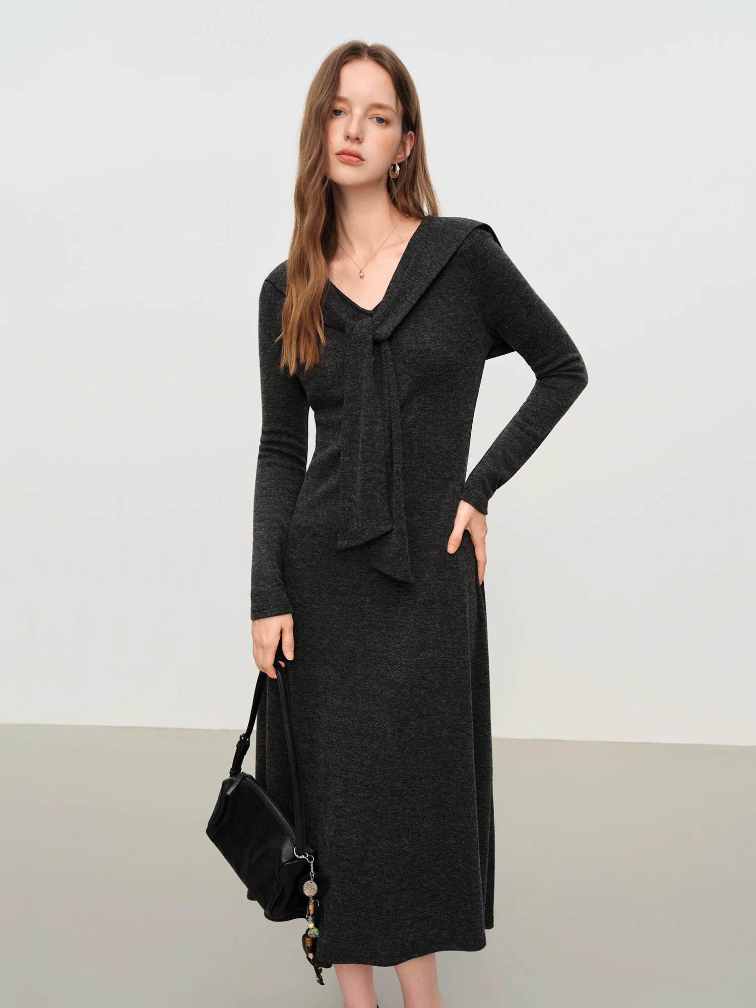 Slimming A-line Gray Dress