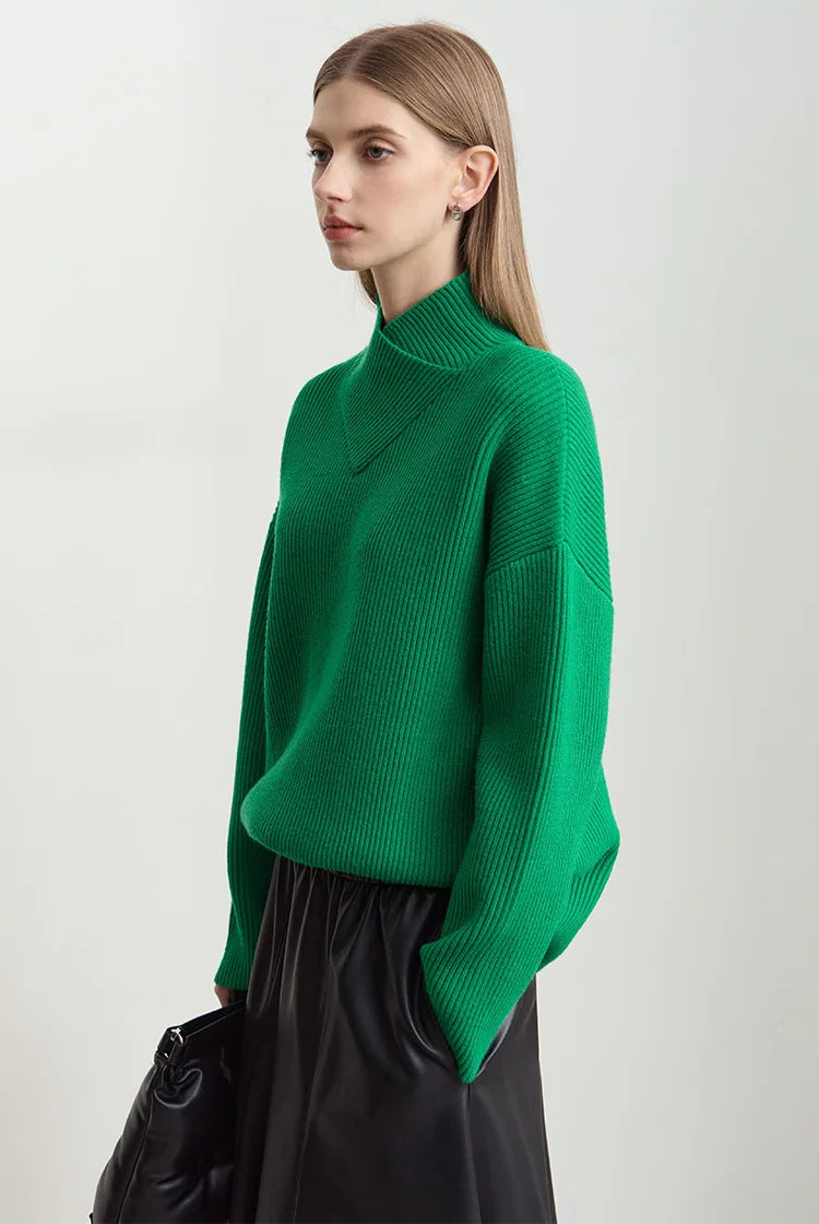 Knitted Crossed Turtleneck Sweater