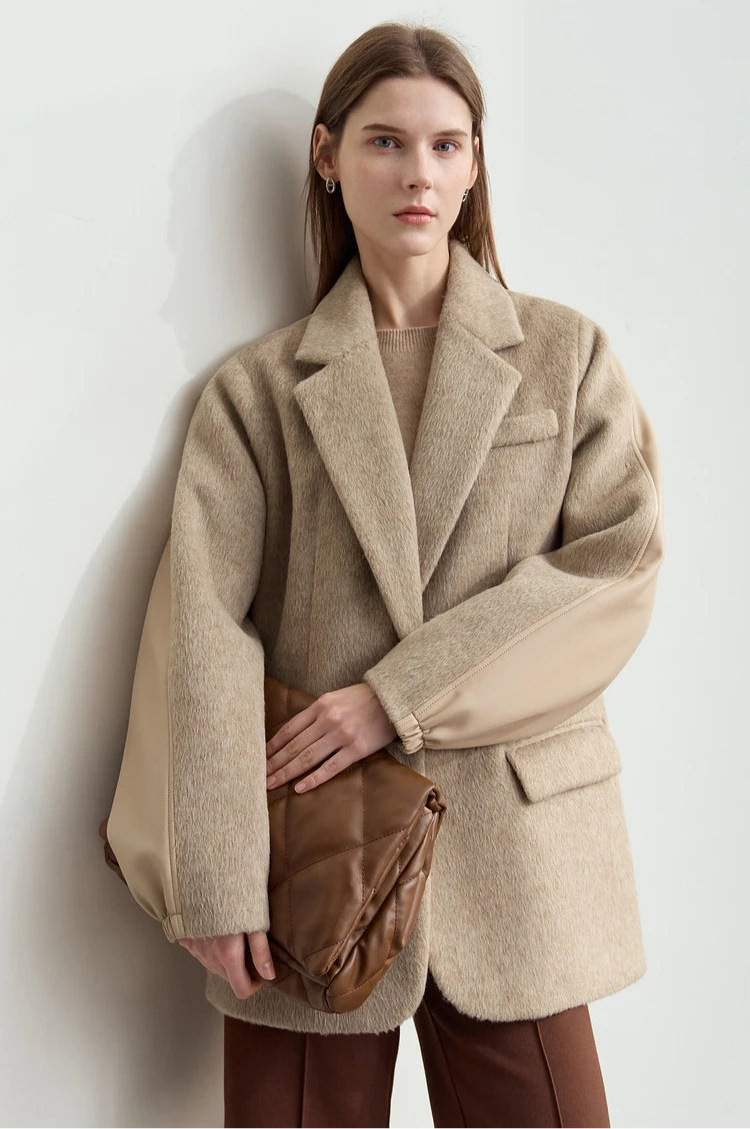 Short Camel Woolen Coat