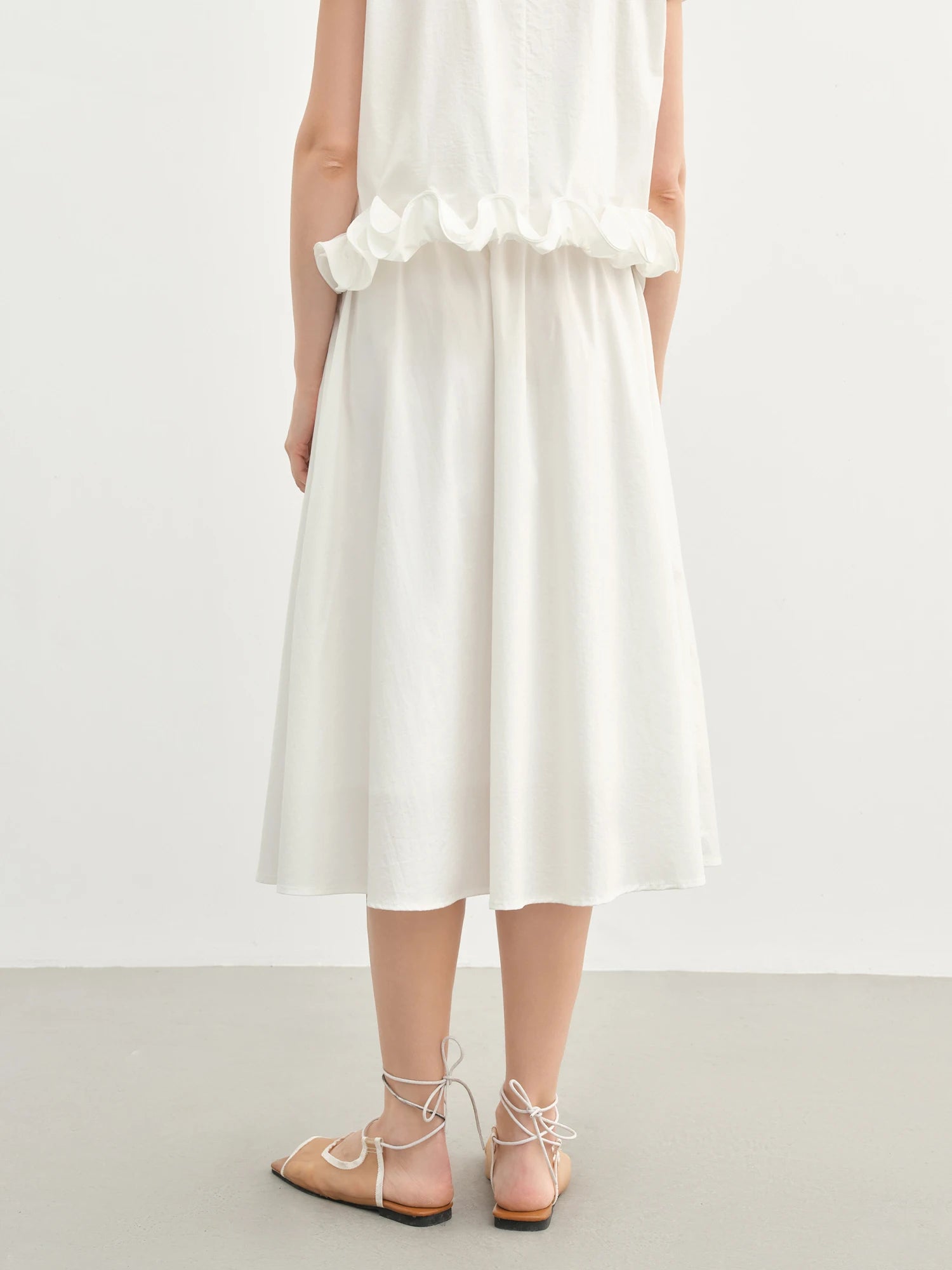 Ruffled Elegant White Top and Skirt Set