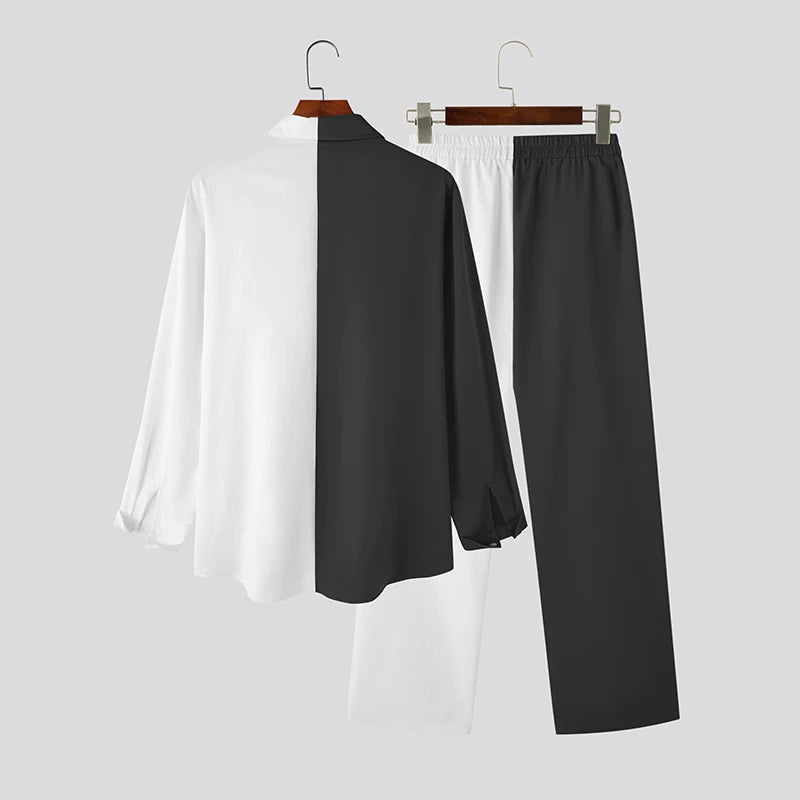 Lapel Long Sleeve Button Shirt & Pants