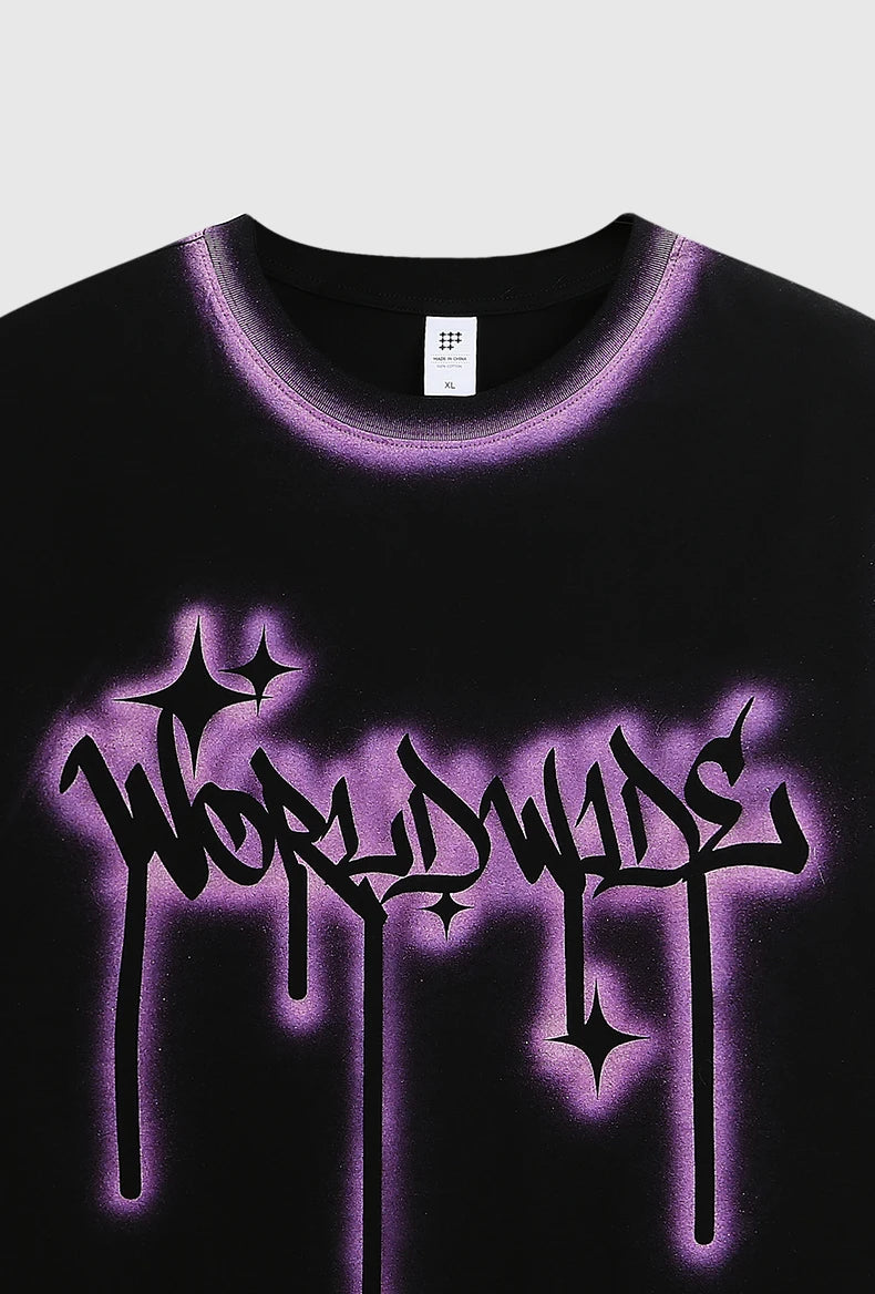 Spray-Painted Graffiti Printing T-shirt