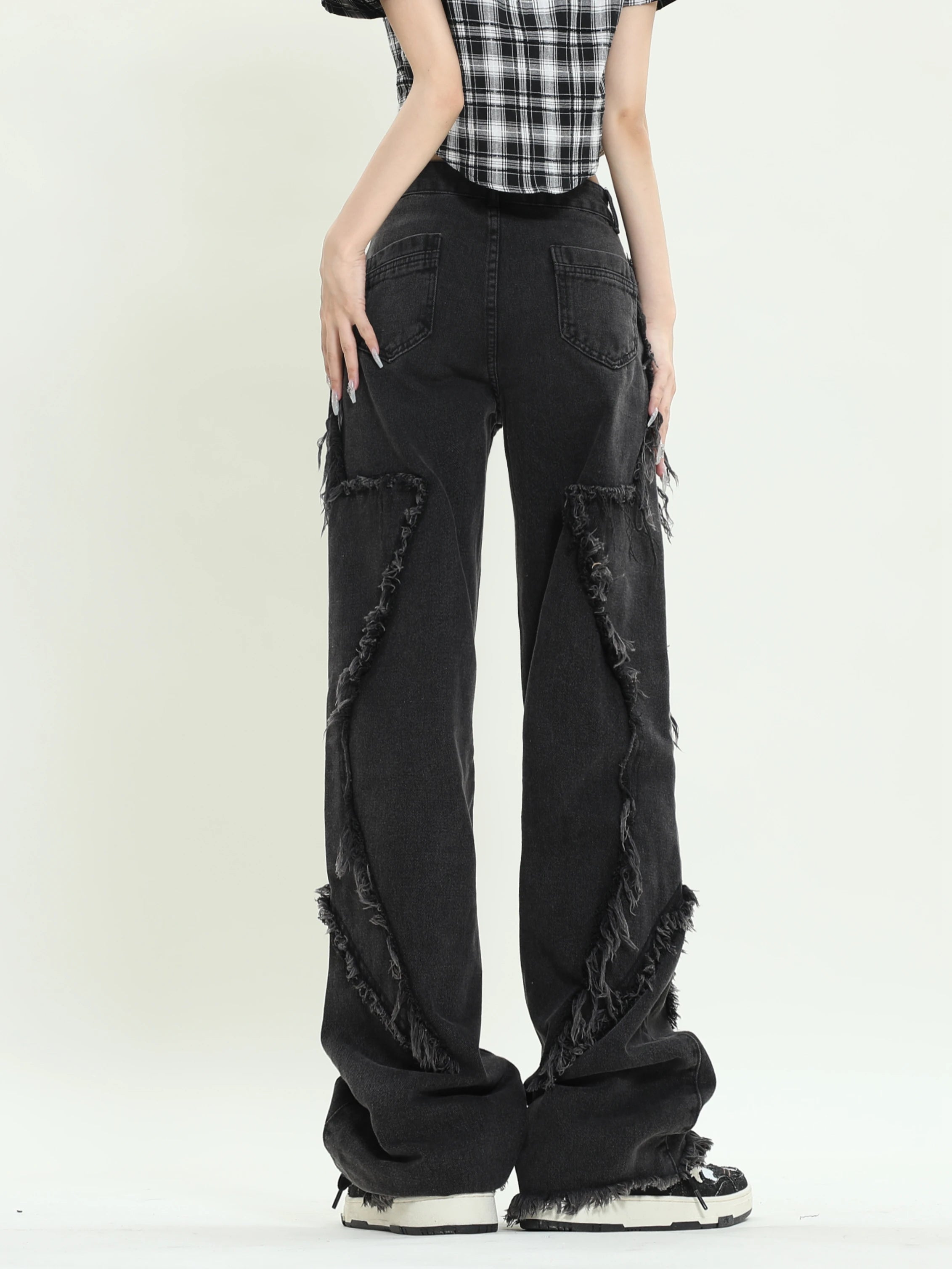 Black Loose Jeans with star design