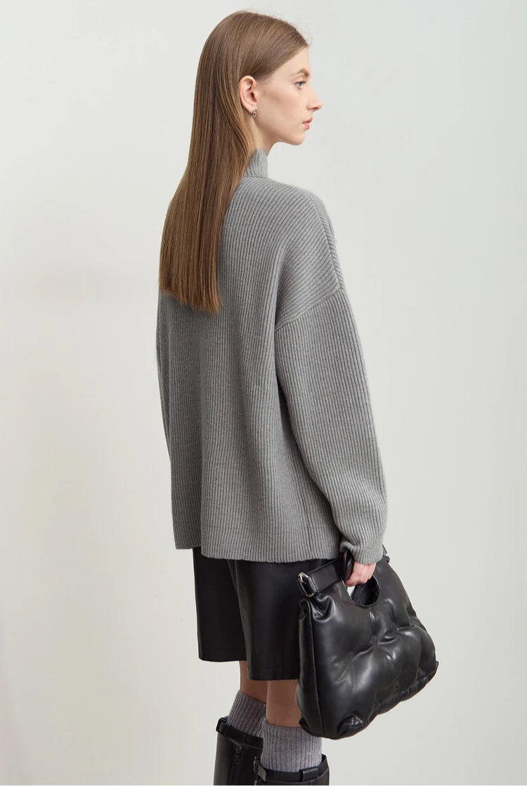 Knitted Crossed Turtleneck Sweater