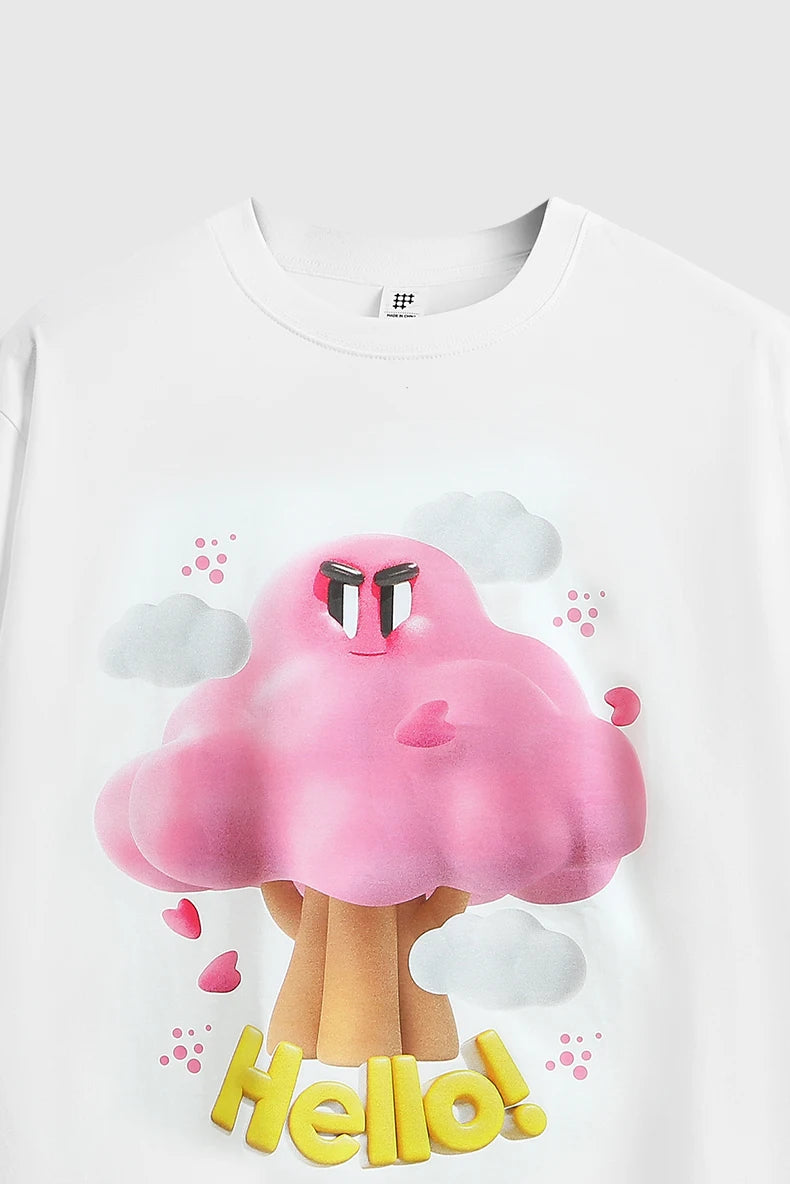 Mushroom Printed Drop Shoulder T Shirt