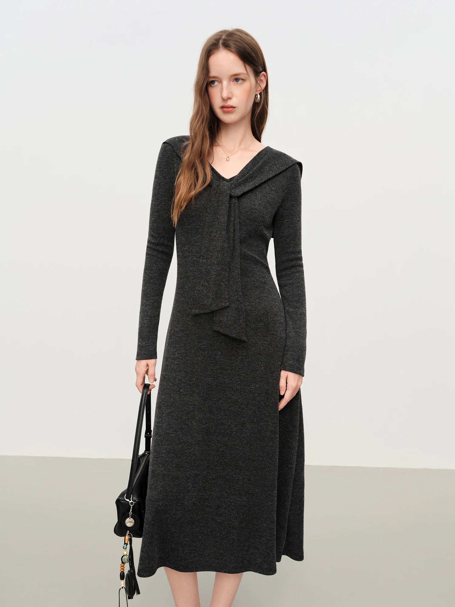 Slimming A-line Gray Dress