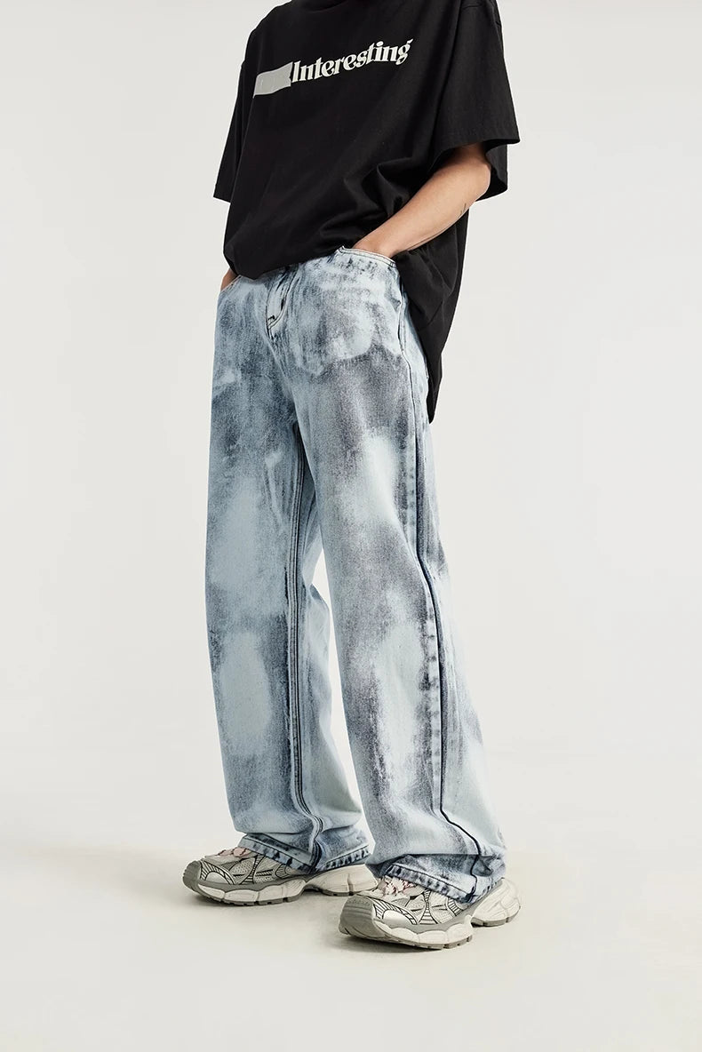 Gradient Dyed Washed Wide Leg Jeans