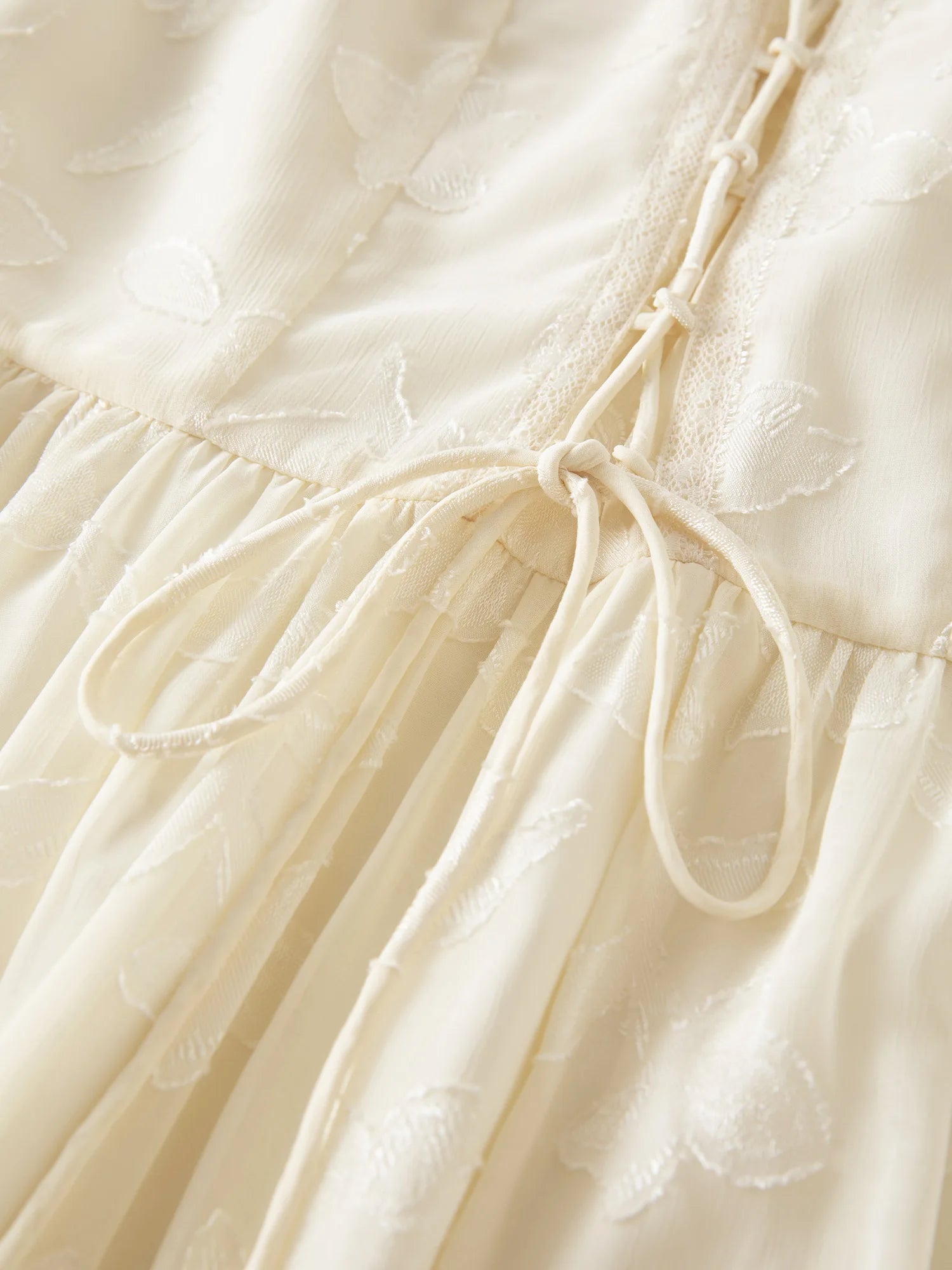 Elegant Ruffled Collar Jacquard V-Neck Yellow Midi Dress