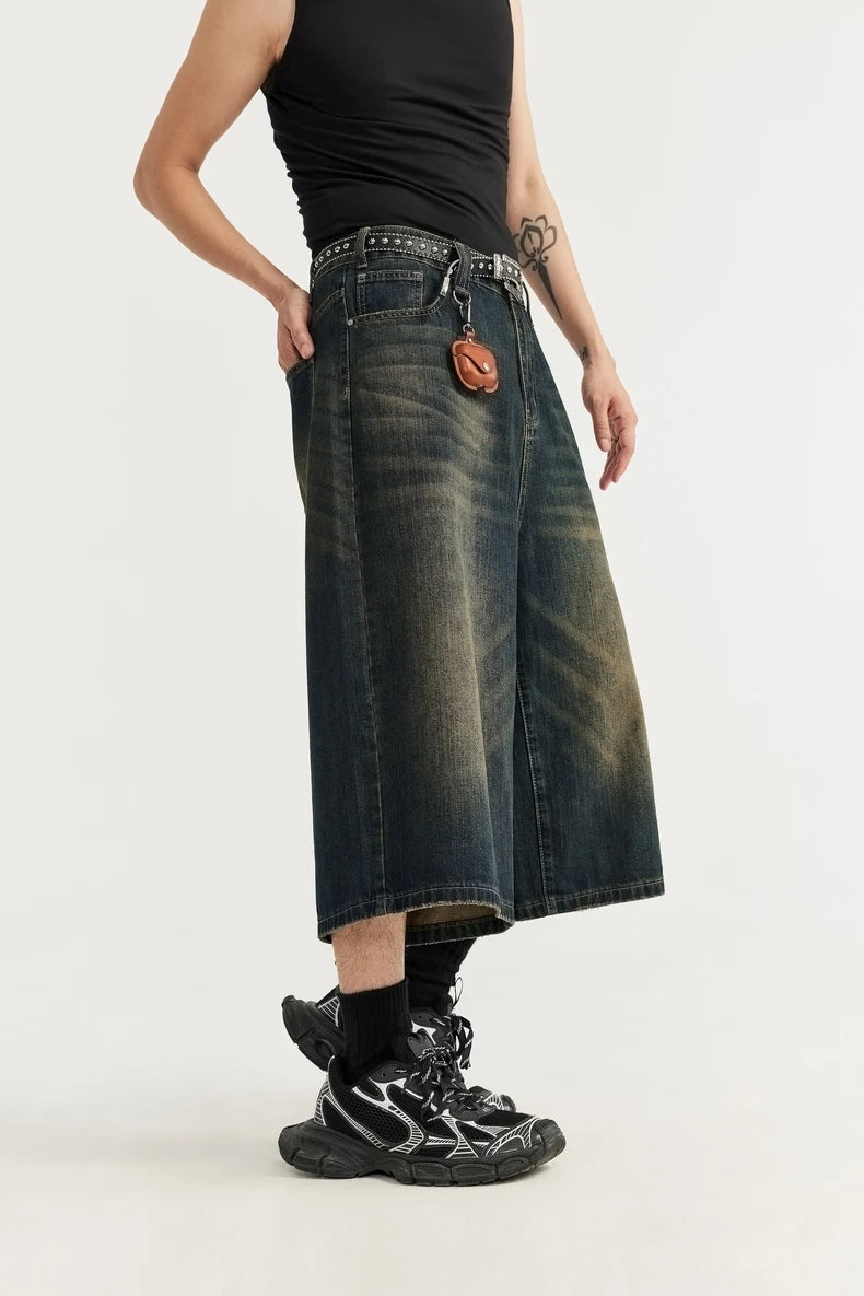 Wide Leg Jeans Shorts