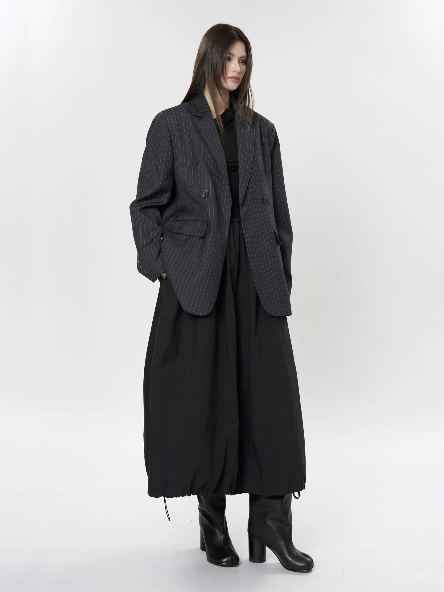 Loose Striped Black Blazer