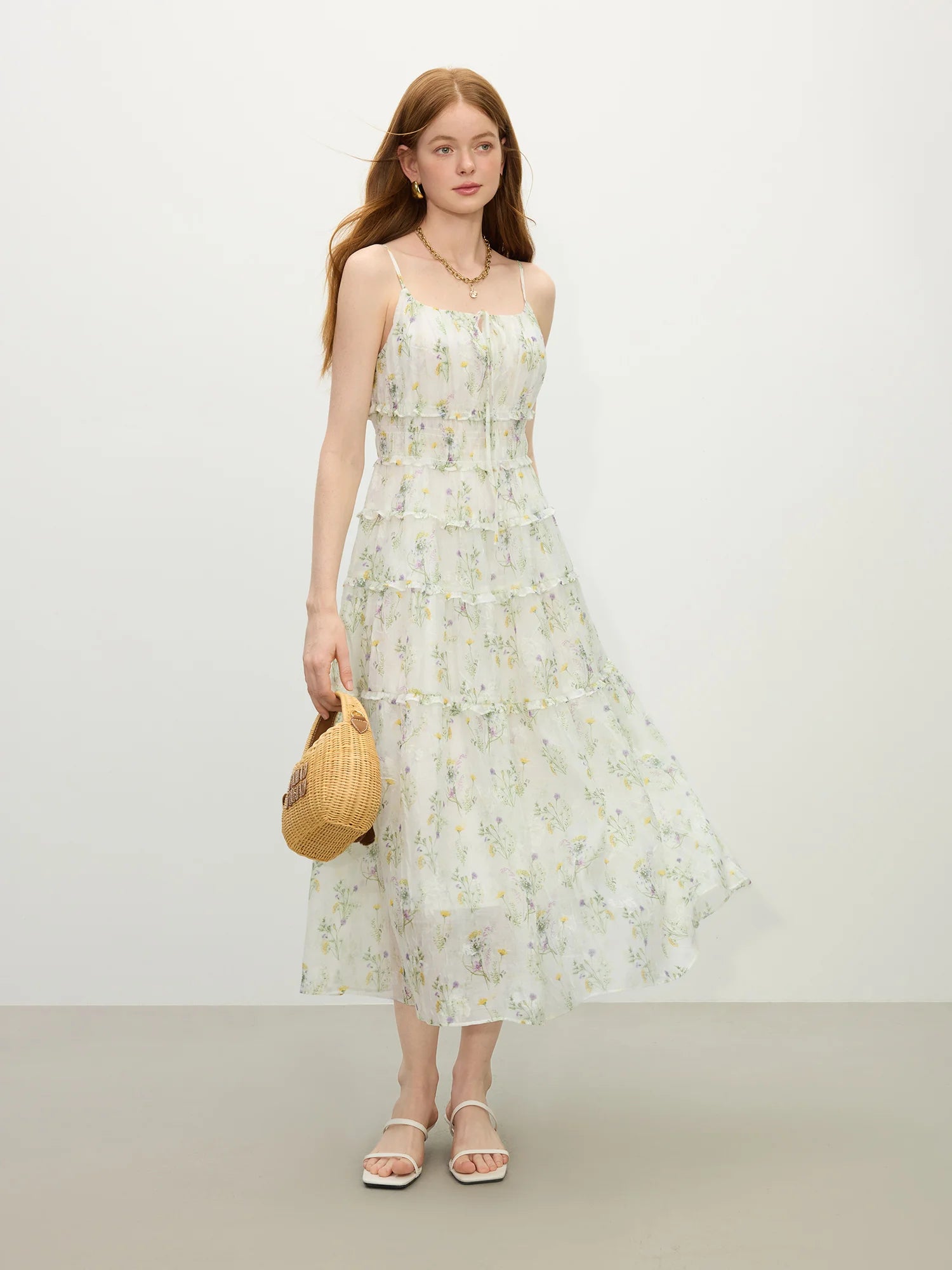 Summer Floral Chiffon Maxi Dress