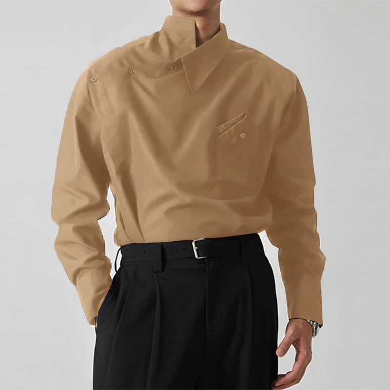 Stand Collar Loose Long Sleeve Shirt