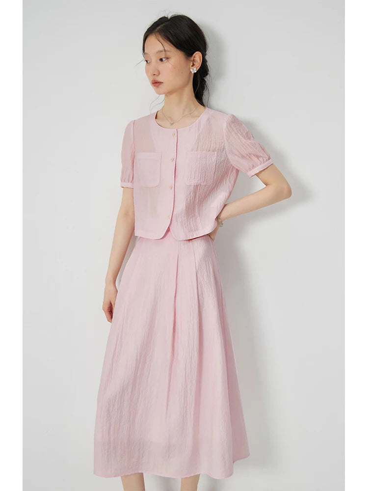 Casual Soft Loose Top and Skirt Set