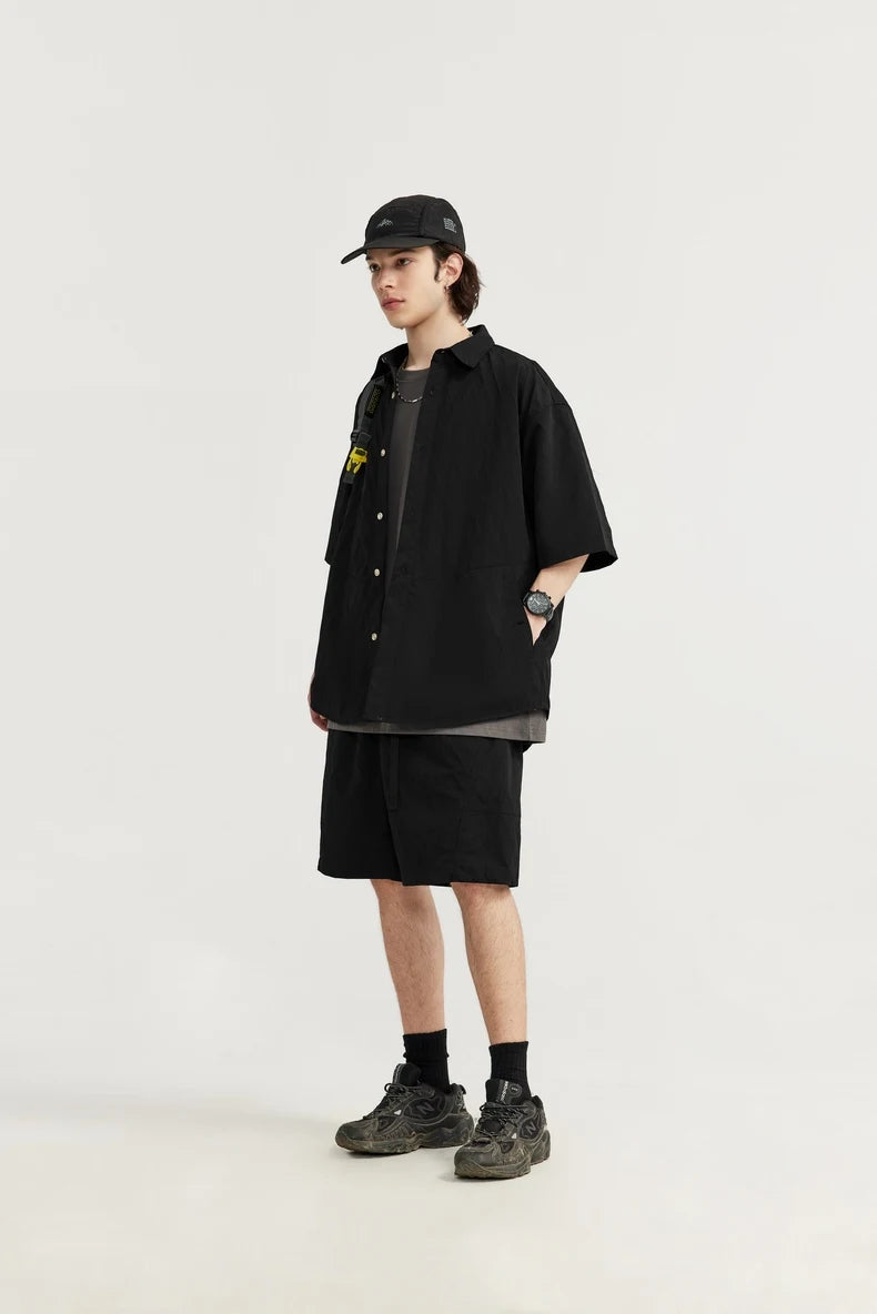 Cargo textured shirt with shorts