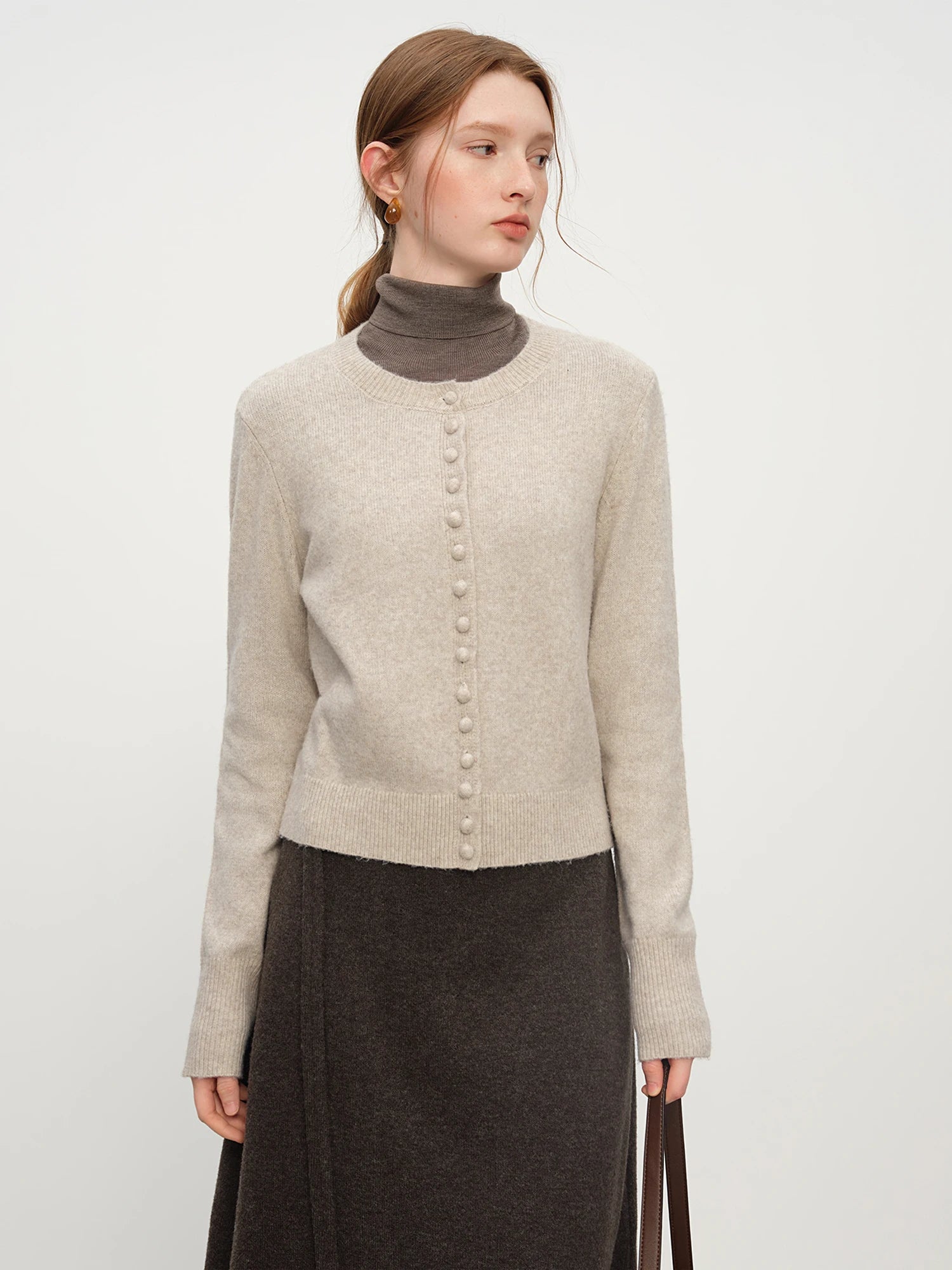 Blend Knit Cardigan With Wool Buttons