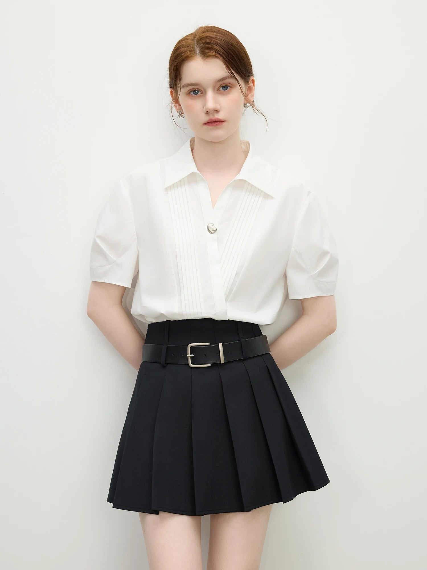 Stripe texture Blue Short-Sleeved Shirt