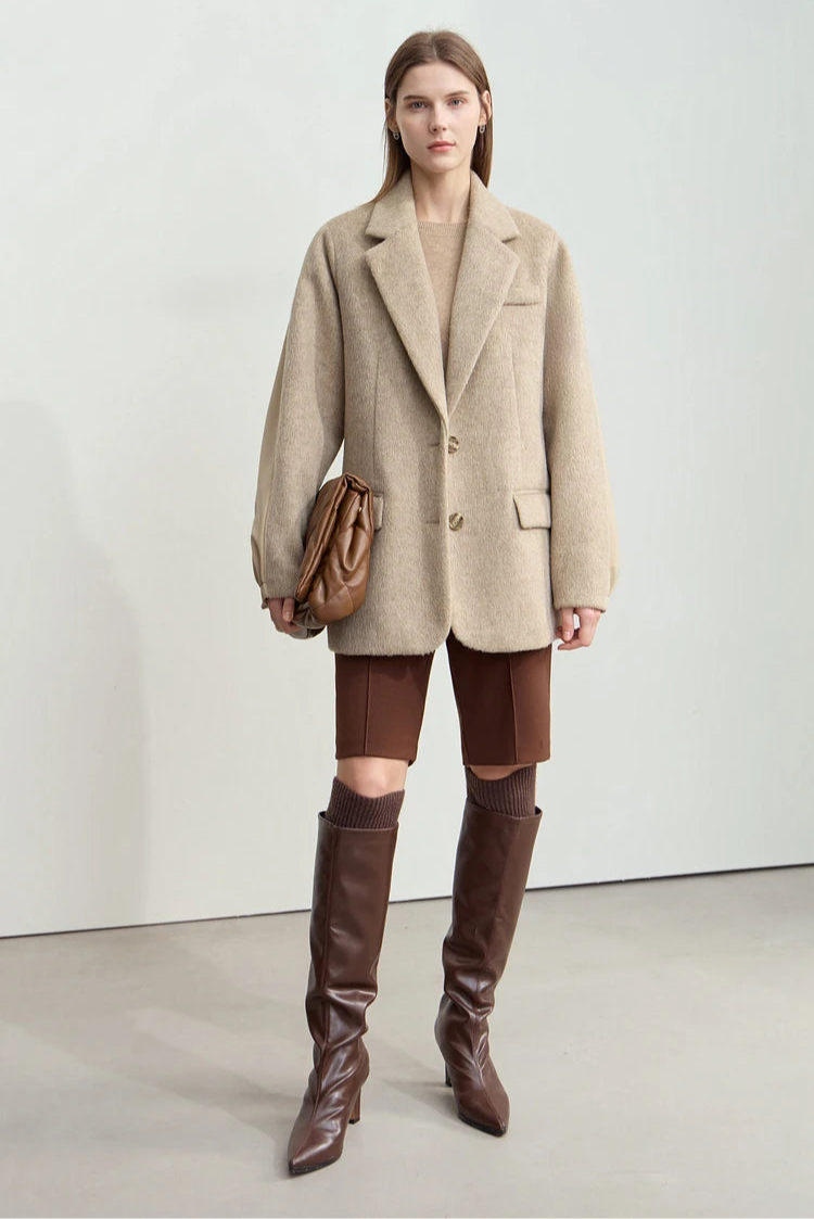 Short Camel Woolen Coat