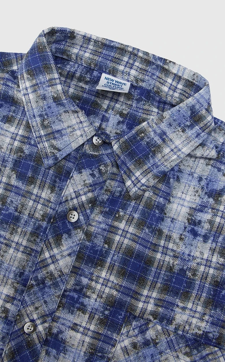 Blue Plaid Long Sleeve Oversized Shirt