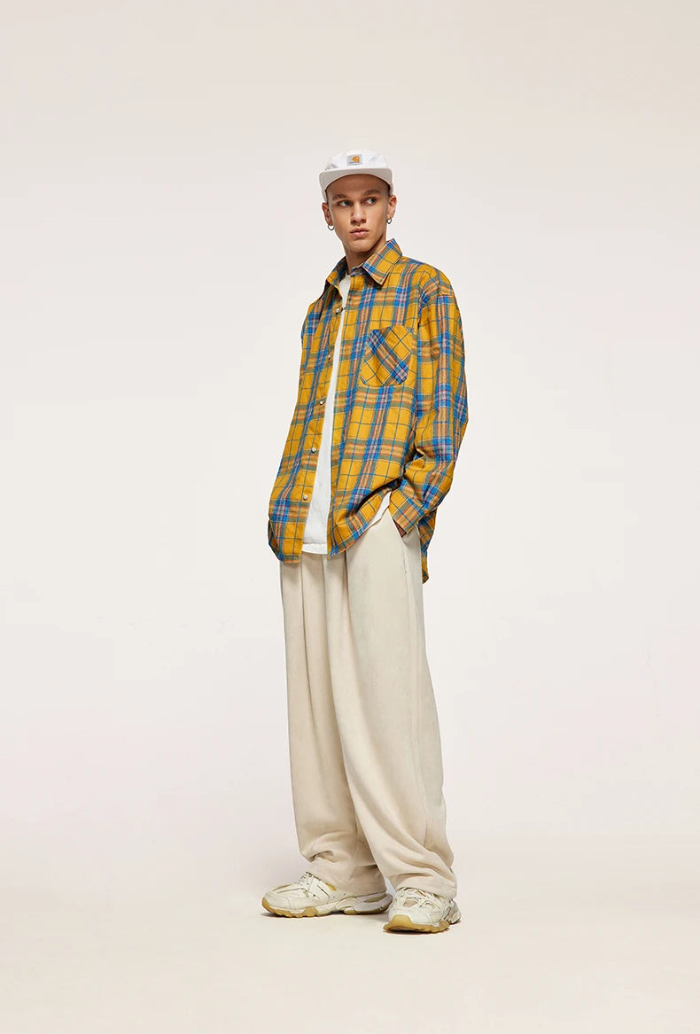 Colorblock Checker Oversized Shirt