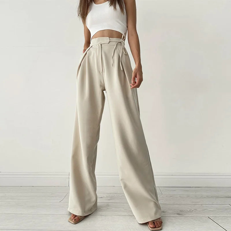 Wide Leg Trousers with ribbon