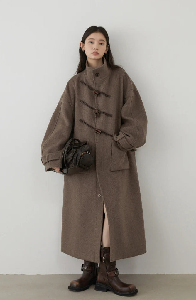 Long Woolen Taupe Coat