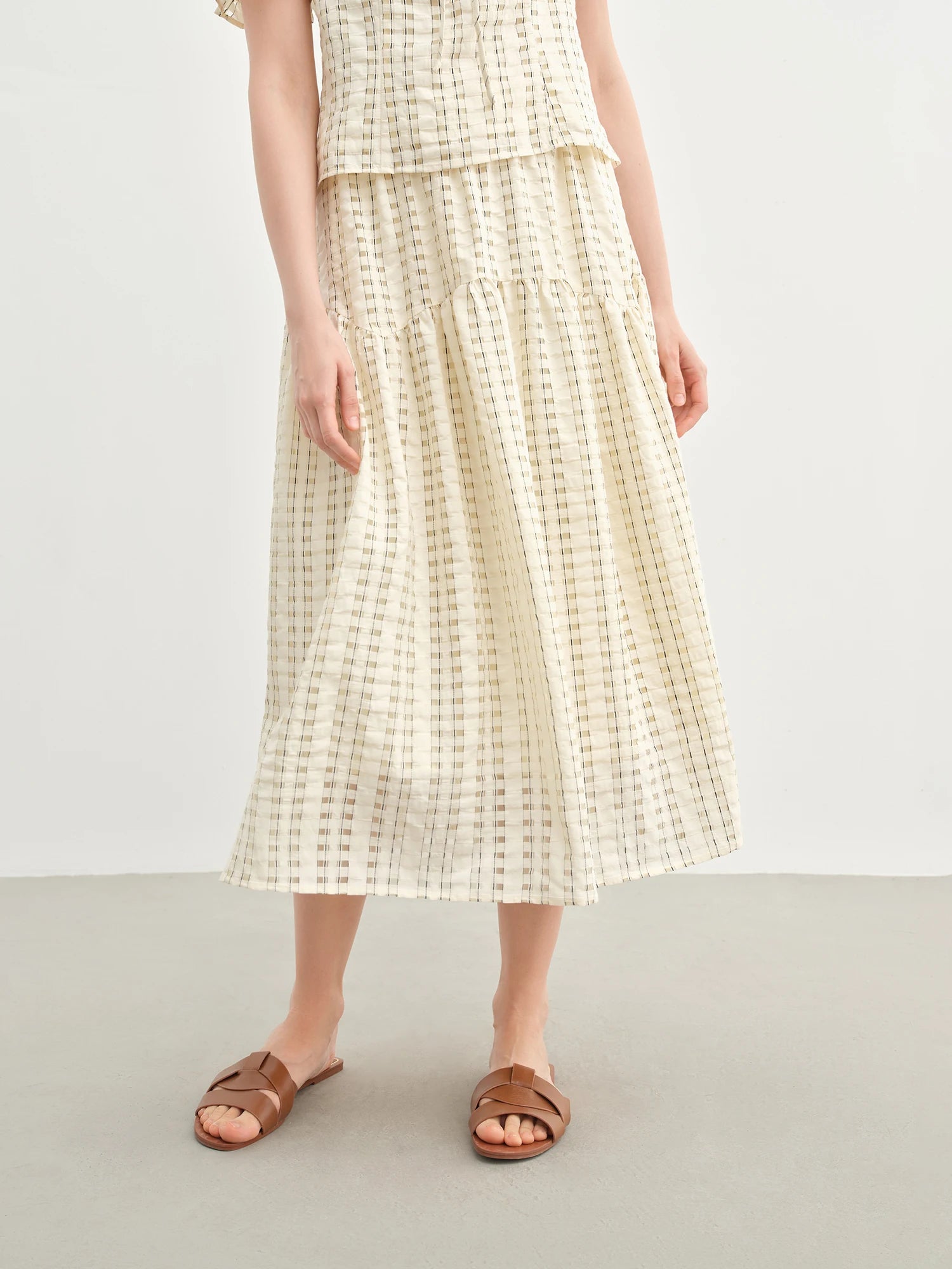 Texture French Fashion Beige Top and Skirt