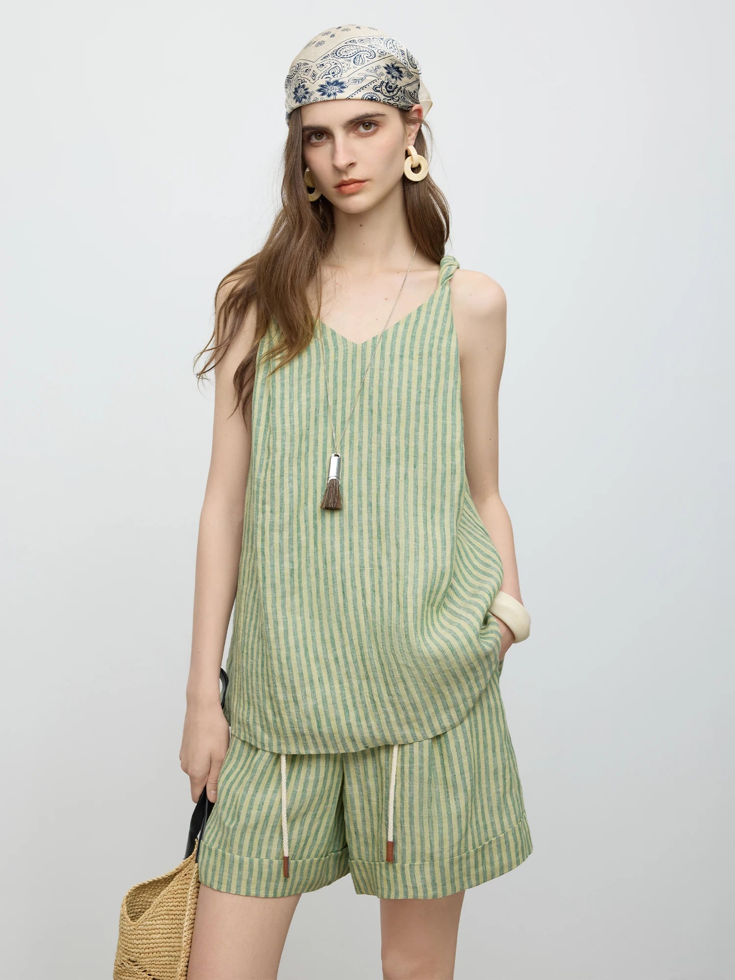 Summer Linen Striped Top and Shorts