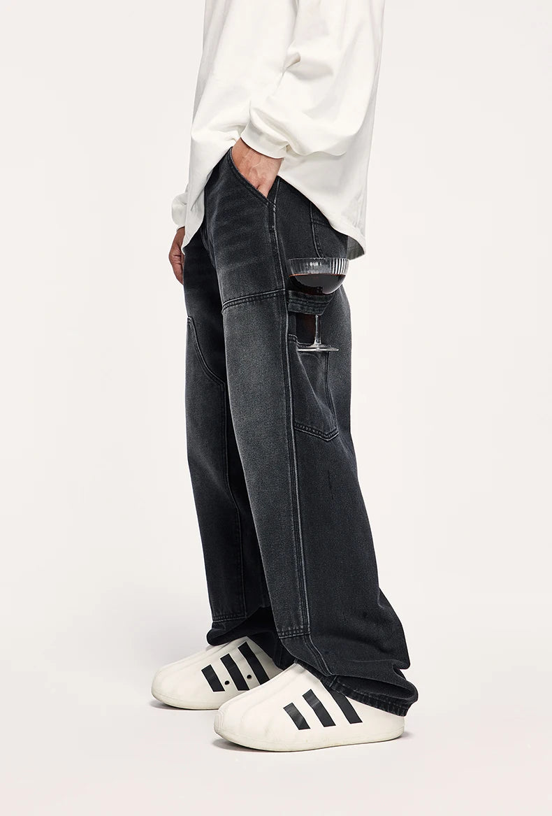 Retro Washed Wide Leg Jeans